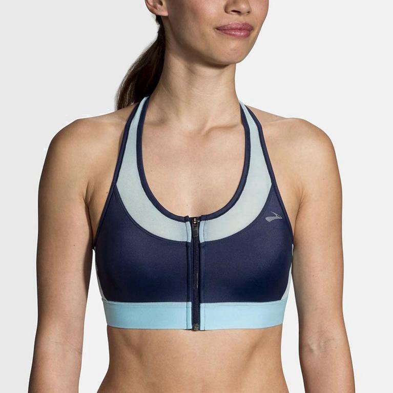 Brooks Fastforward Zip Womens Running Bra - Blue - Philippines (740935KBT)